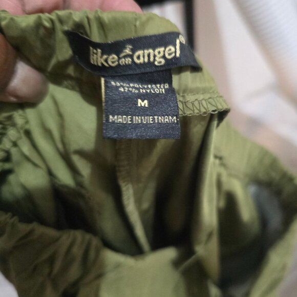 Like An Angel Elastic Waist Hiking athletic Olive Green Cargo Pants M - Picture 2 of 6